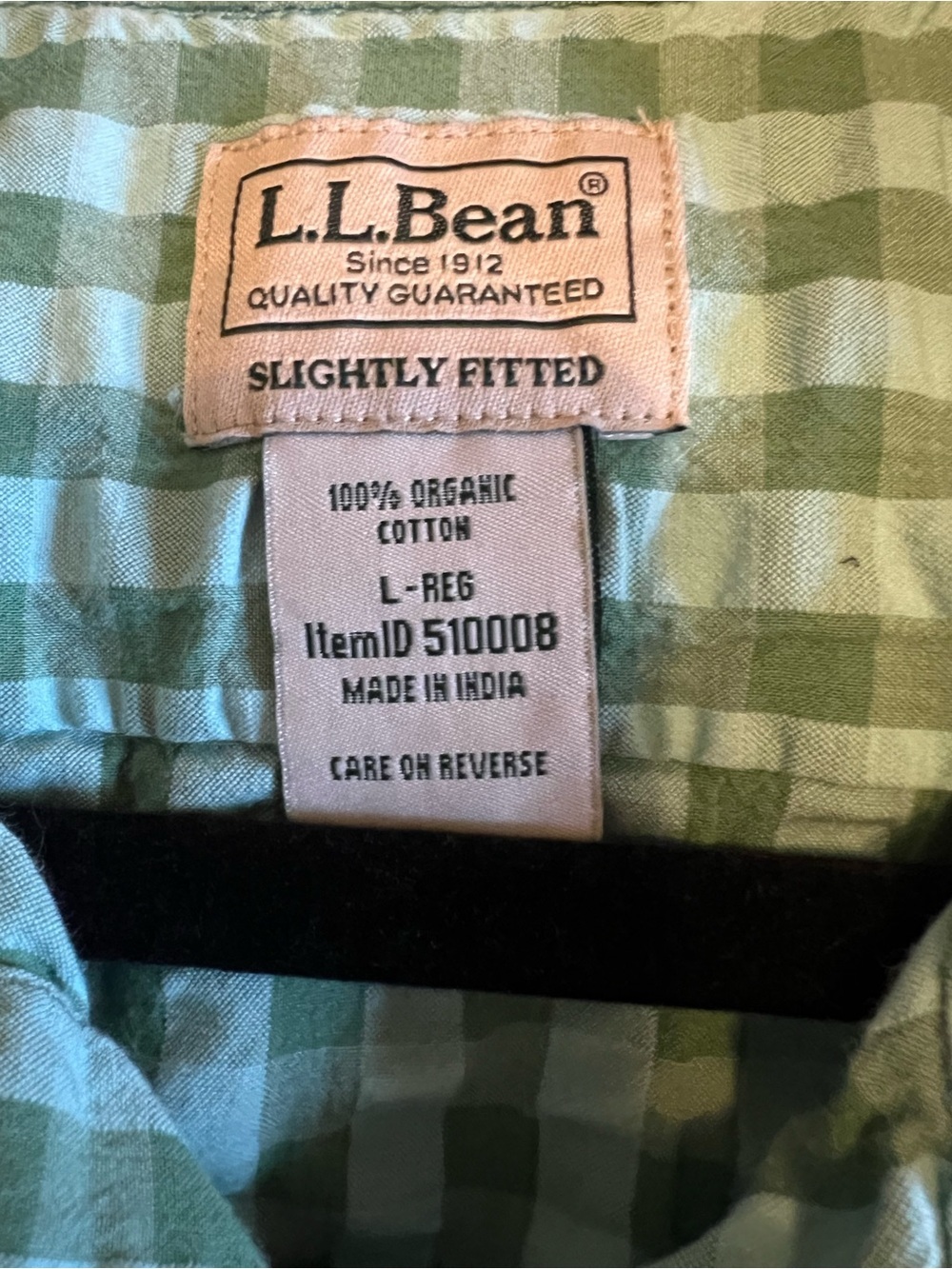 L.L. Bean Men’s Short-Sleeve Green Check Button-Up Shirt 100% cotton L (L117) - Picture 8 of 9